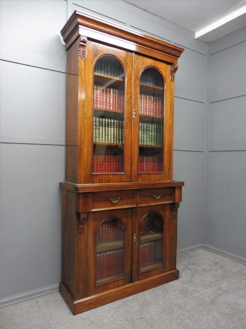 Victorian Figured Walnut Bookcase