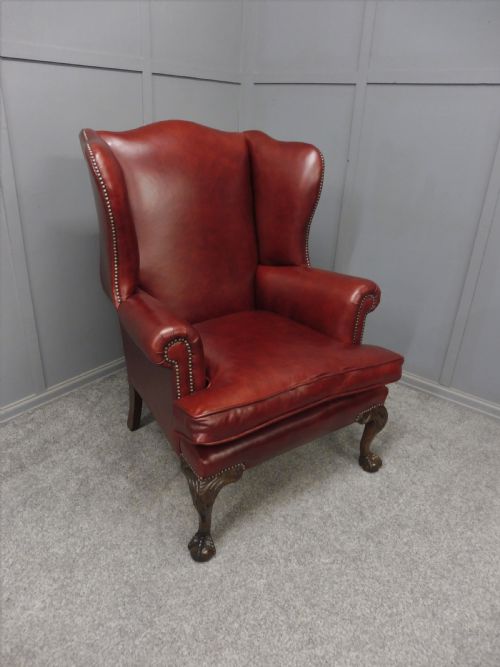 Edwardian Leather Wing Armchair