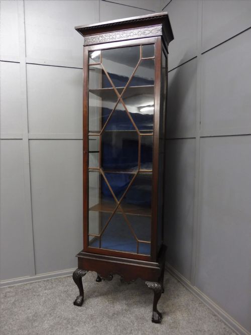 Tall Slim Mahogany Display Cabinet Circa 1900-1910