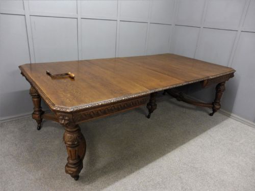 Victorian Carved Oak Extending Dining Table Circa 1880