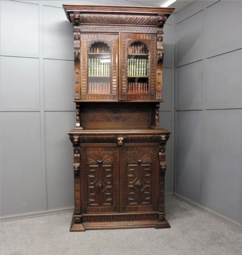 19th Century Carved Oak Bookcase