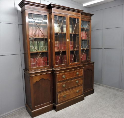 Large Edwardian Inlaid Bookcase