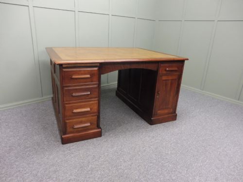 Mahogany Leather Topped Partners Desk