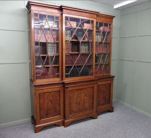 Large Inlaid Library Bookcase