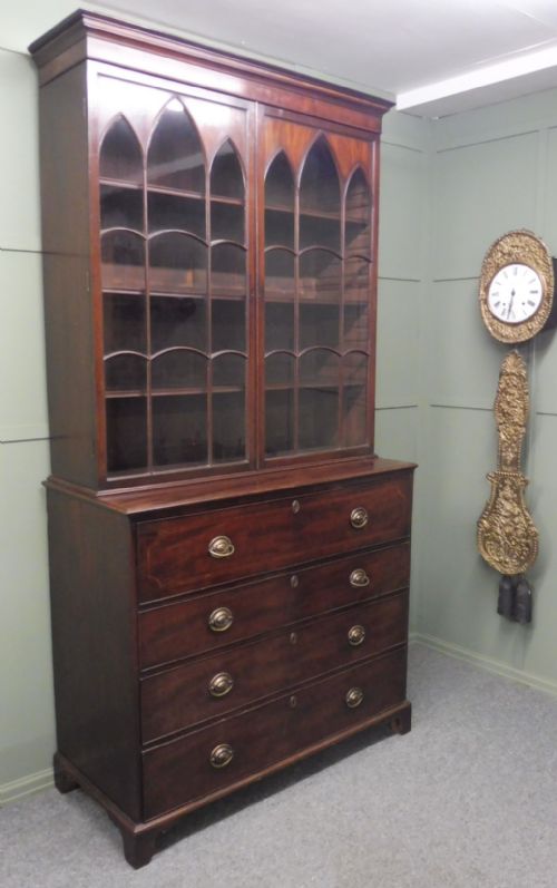 Georgian Mahogany Secretaire Bookcase