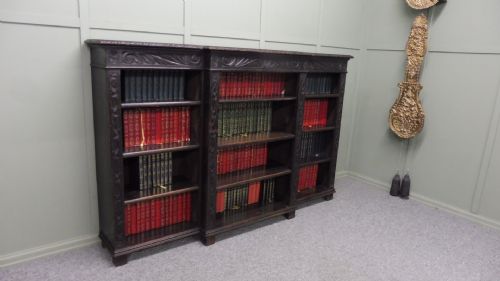 Victorian Dark Oak Open Bookcase