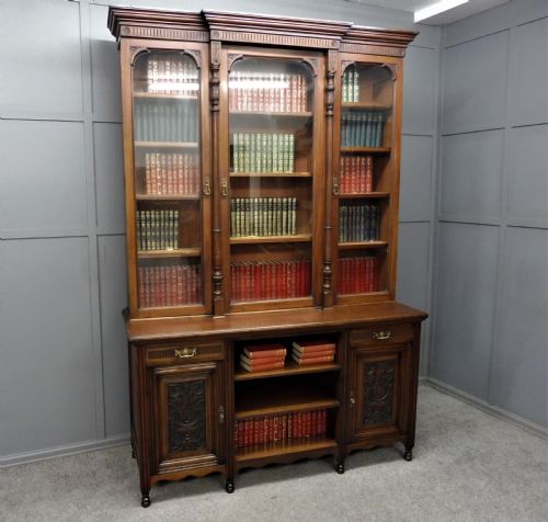 Large Victorian Walnut Bookcase