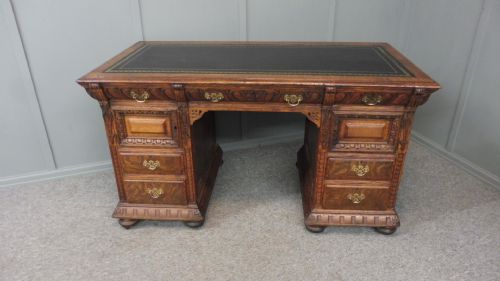 Victorian Carved Oak Desk