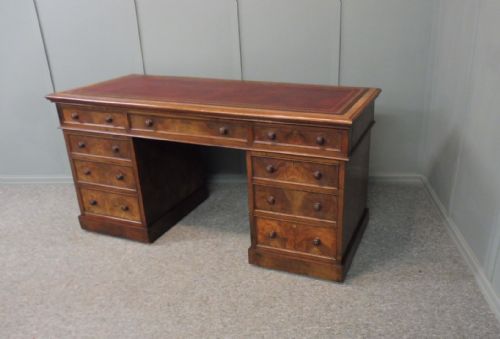 Victorian Walnut Pedestal Desk