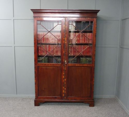 Late 19th Century Mahogany Inlaid Bookcase