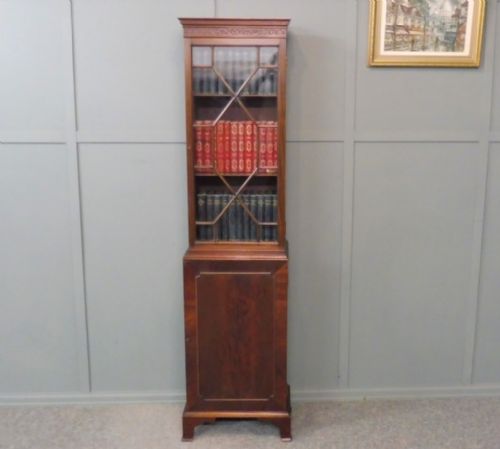 Slim Edwardian Mahogany Bookcase
