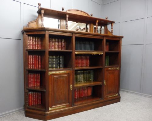 Large Victorian Walnut Arts and Crafts Bookcase