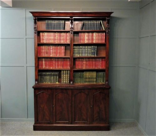 Mid 19th Century Mahogany Bookcase on Cupboard