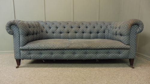 Late Victorian Chesterfield Sofa for Recovering
