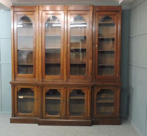Large Victorian Oak Gothic Library Bookcase