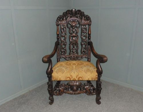 Superb Quality 19th Century Carved Armchair
