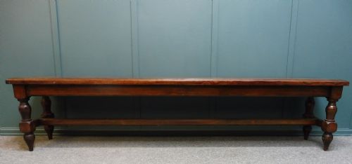 Very Large Pitch Pine 19th Century Waiting Room Bench