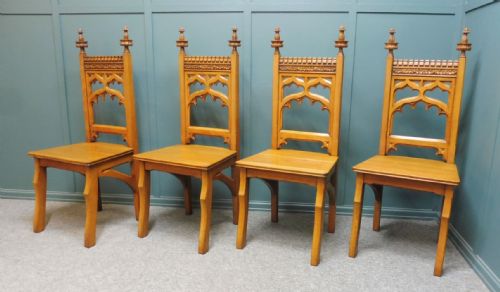 Set of 4 Antique Gothic Chairs
