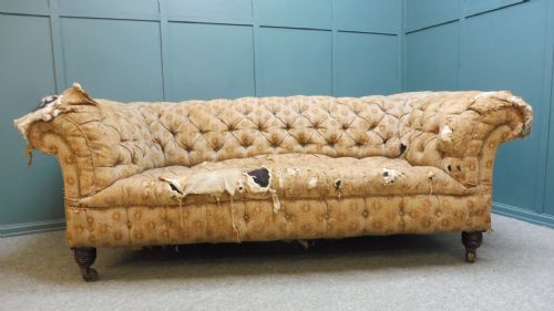 Large Victorian Chesterfield Sofa for Restoration