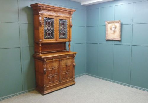 Carved Oak Victorian Bookcase