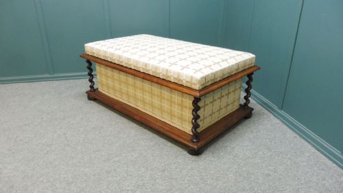 Large Rosewood Mid 19th Century Upholstered Footstool