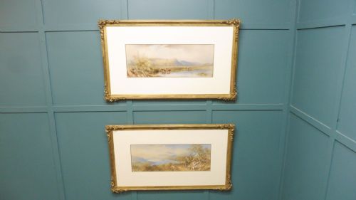 Large Pair of English Lake District Watercolours