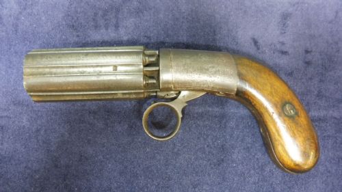 19TH CENTURY PERCUSSION PEPPERPOT PISTOL