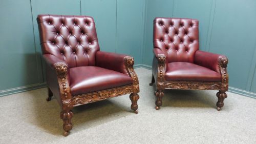pair of victorian carved oak chairs - CATEGORY: ANTIQUE CHAIRS - DATED VICTORIAN