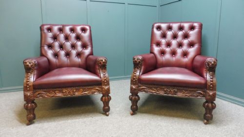 PAIR OF VICTORIAN CARVED OAK CHAIRS - ADDITIONAL PHOTO 1