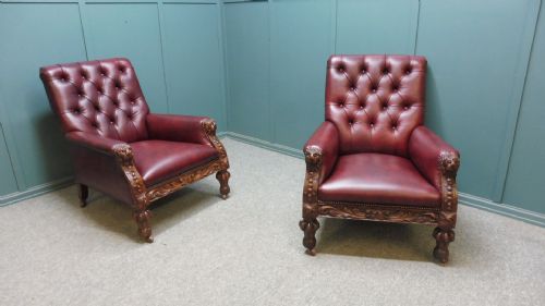 PAIR OF VICTORIAN CARVED OAK CHAIRS - ADDITIONAL PHOTO 2