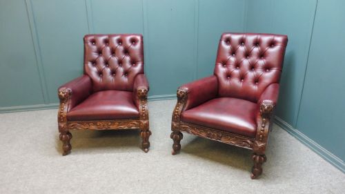 PAIR OF VICTORIAN CARVED OAK CHAIRS - ADDITIONAL PHOTO 3