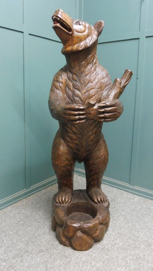 19th Century Black Forest Carved Bear Stick Stand