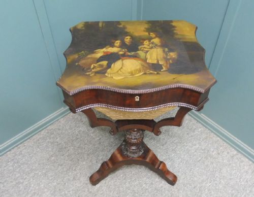Rare Painted Regency Sewing Table