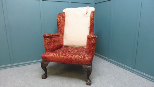 19th century wing armchair - CATEGORY: ANTIQUE CHAIRS - DATED 19TH CENTURY
