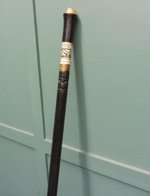 19TH CENTURY EBONISED INDIAN SWORD STICK - ADDITIONAL PHOTO 4