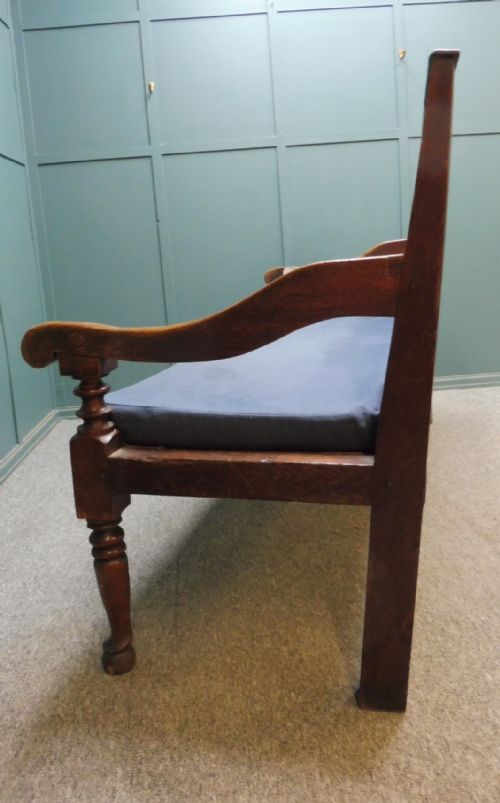 GEORGIAN OAK AND MAHOGANY SETTLE HALL BENCH - ADDITIONAL PHOTO 7