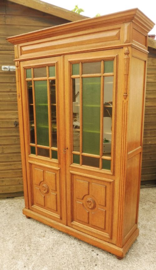 Antique French Honey Oak Bookcase