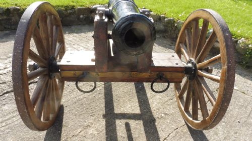 ANTIQUE CAST IRON CANNON AND CARRIAGE - ADDITIONAL PHOTO 6