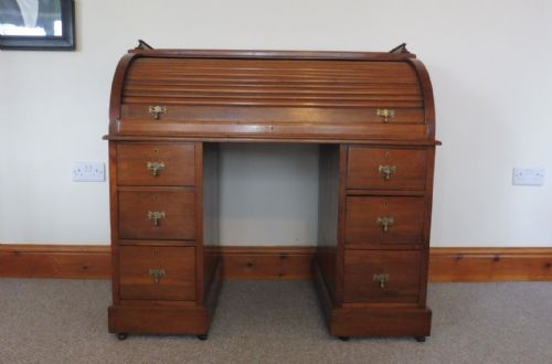 VICTORIAN WALNUT ROLL TOP DESK - ADDITIONAL PHOTO 1