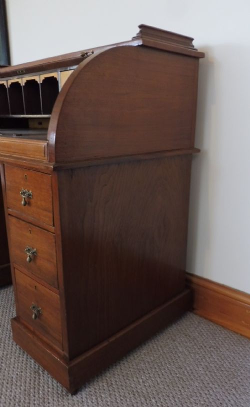 VICTORIAN WALNUT ROLL TOP DESK - ADDITIONAL PHOTO 6