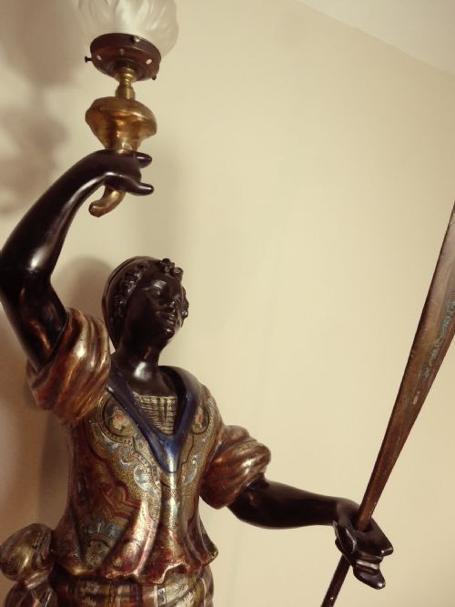 ANTIQUE VENETIAN CARVED WOOD AND GESSO FIGURAL STANDARD LAMP - ADDITIONAL PHOTO 10