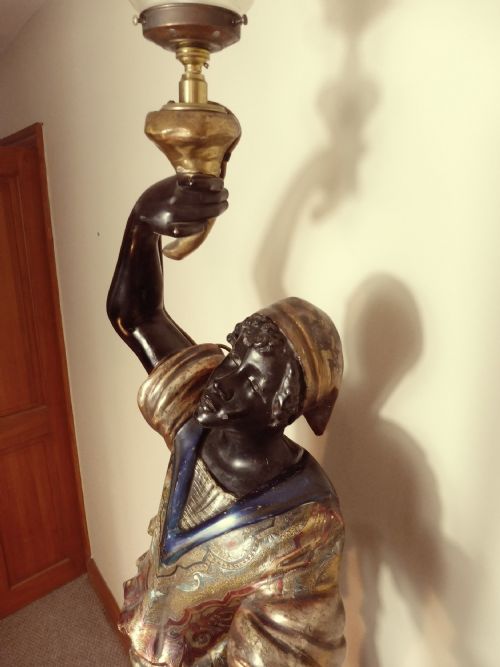ANTIQUE VENETIAN CARVED WOOD AND GESSO FIGURAL STANDARD LAMP - ADDITIONAL PHOTO 11
