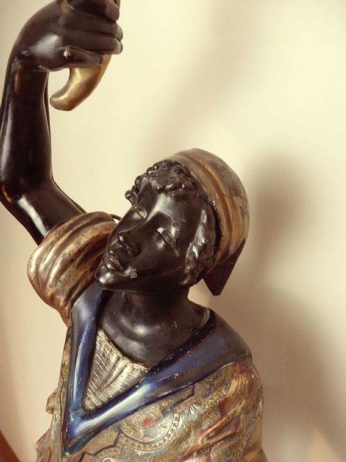 ANTIQUE VENETIAN CARVED WOOD AND GESSO FIGURAL STANDARD LAMP - ADDITIONAL PHOTO 12