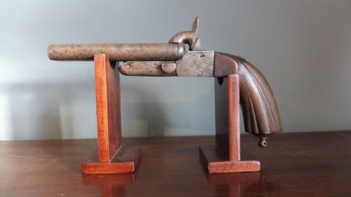 antique double barrel pistol - CATEGORY: ANTIQUE MISCELLANEOUS - DATED 19TH CENTURY