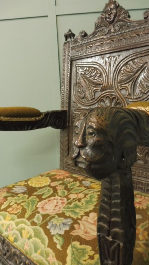 18TH CENTURY CARVED OAK ARMCHAIR - ADDITIONAL PHOTO 1