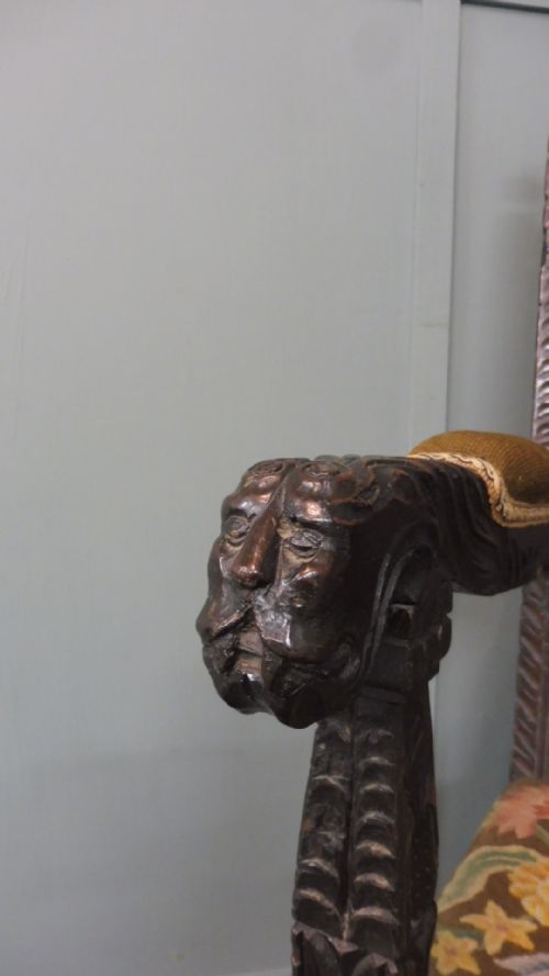 18TH CENTURY CARVED OAK ARMCHAIR - ADDITIONAL PHOTO 2