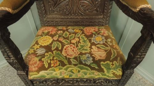 18TH CENTURY CARVED OAK ARMCHAIR - ADDITIONAL PHOTO 6