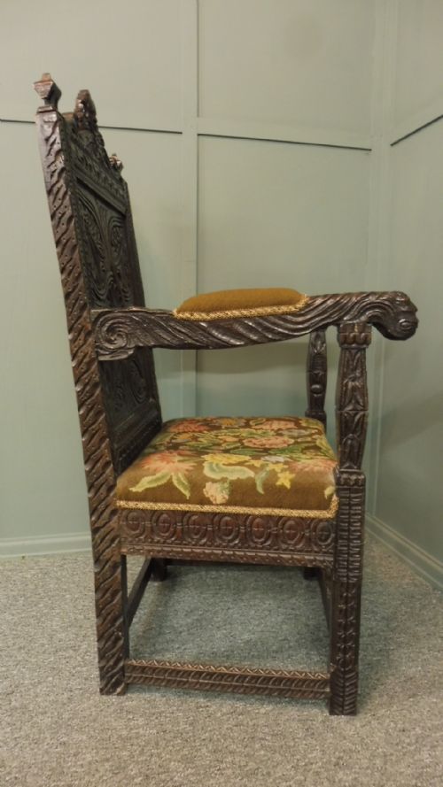 18TH CENTURY CARVED OAK ARMCHAIR - ADDITIONAL PHOTO 9