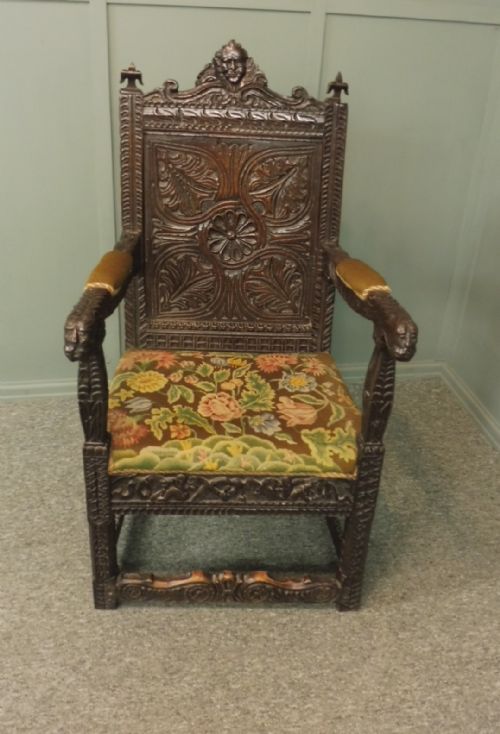 18TH CENTURY CARVED OAK ARMCHAIR - ADDITIONAL PHOTO 11