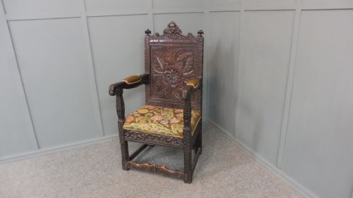18TH CENTURY CARVED OAK ARMCHAIR - ADDITIONAL PHOTO 12